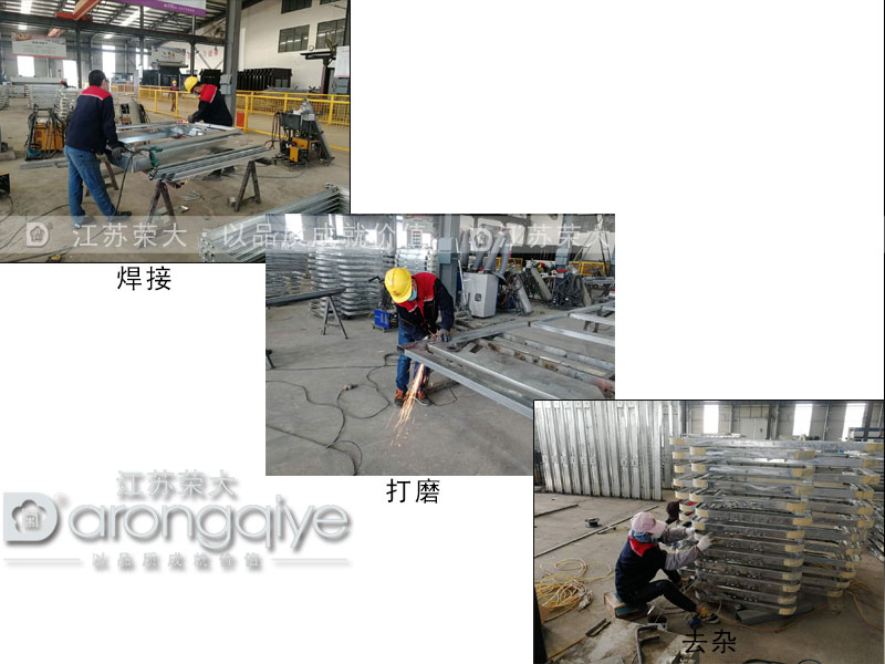 復工之后，榮大候車亭焊接班正對新一批公交候車亭焊接處理配圖